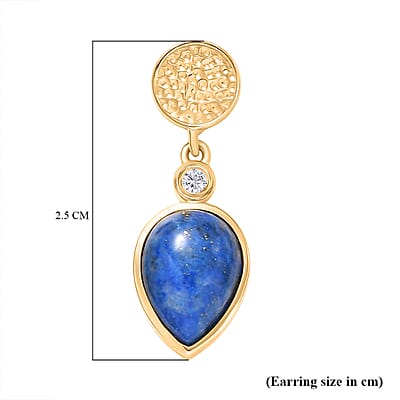 EverTrue Lapis Lagoon and White Zircon 4.70 ctw Earrings in 18K YG Plated and ION Plated YG Stainless Steel