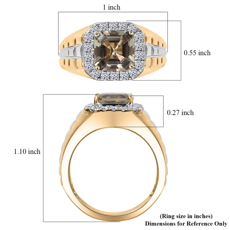 Certified and Appraised AAA Turkizite, Lab Grown Diamond Art Deco Men's Ring in 10K Yellow and White Gold 3.20 ctw (Size 10.0)