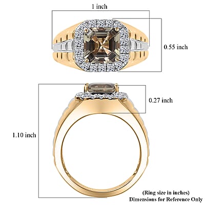 Certified and Appraised AAA Turkizite, Lab Grown Diamond Art Deco Men's Ring in 10K Yellow and White Gold 3.20 ctw (Size 9.0)