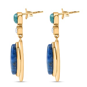 EverTrue Lapis Lagoon and Multi Gemstone 13.20 ctw Earrings in 18K YG Plated