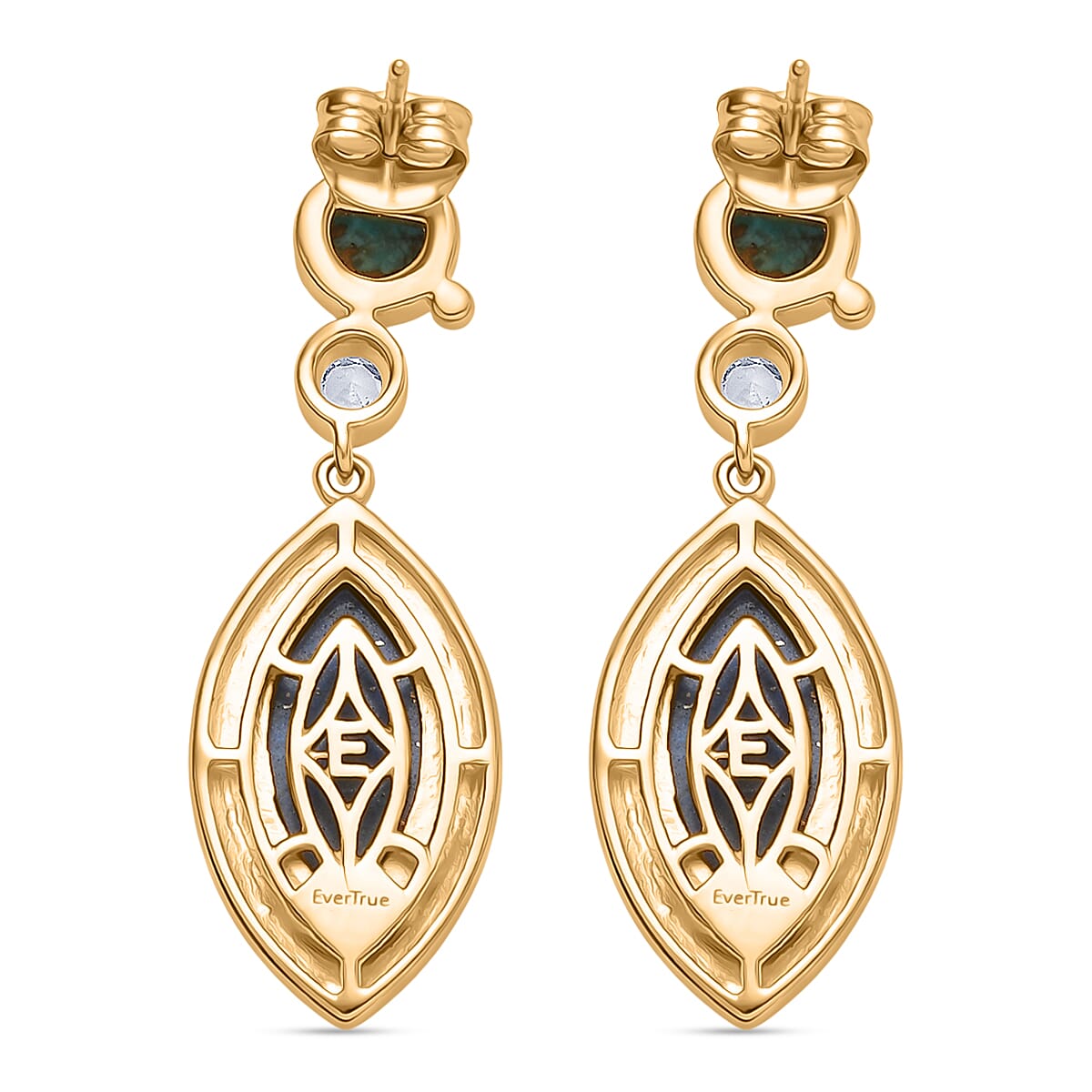 EverTrue Lapis Lagoon and Multi Gemstone 13.20 ctw Earrings in 18K YG Plated image number 4