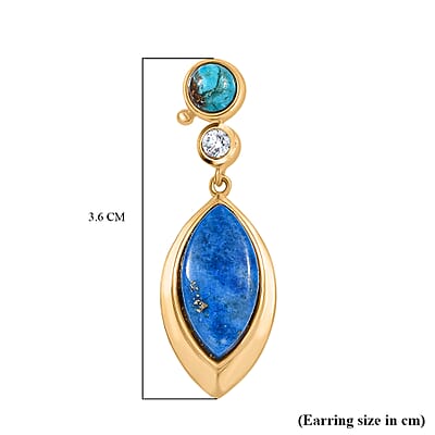 EverTrue Lapis Lagoon and Multi Gemstone 13.20 ctw Earrings in 18K YG Plated