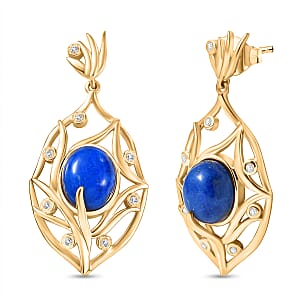 EverTrue Lapis Lagoon and White Zircon 9.60 ctw Earrings in 18K YG Plated