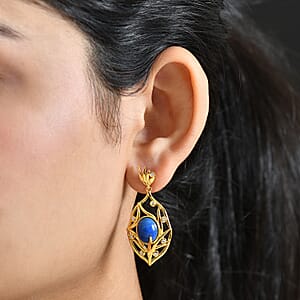 EverTrue Lapis Lagoon and White Zircon 9.60 ctw Earrings in 18K YG Plated
