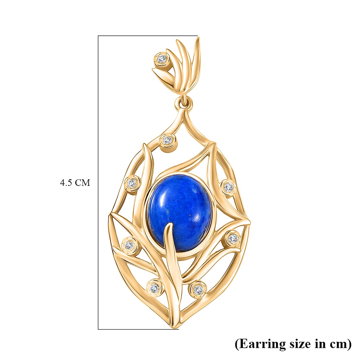 EverTrue Lapis Lagoon and White Zircon 9.60 ctw Earrings in 18K YG Plated image number 5