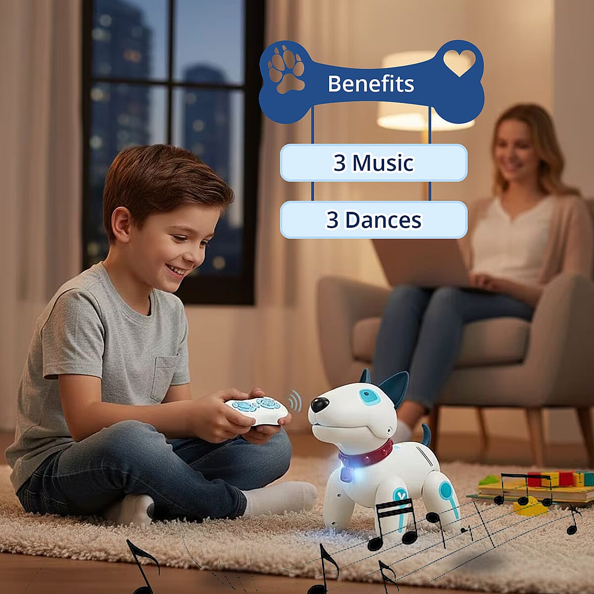 Closeout White and Blue Dog Robot image number 1