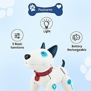 Closeout White and Blue Dog Robot