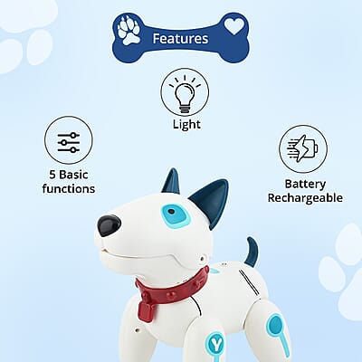 Closeout White and Blue Dog Robot