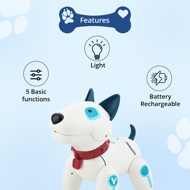 Closeout White and Blue Dog Robot