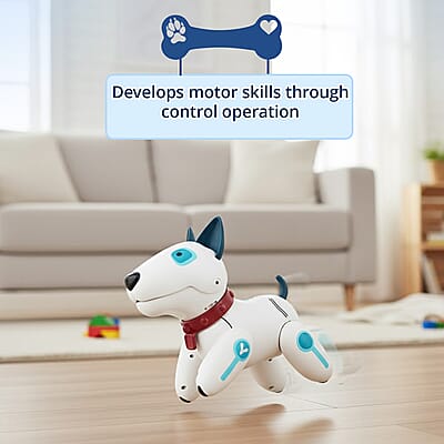 Closeout White and Blue Dog Robot