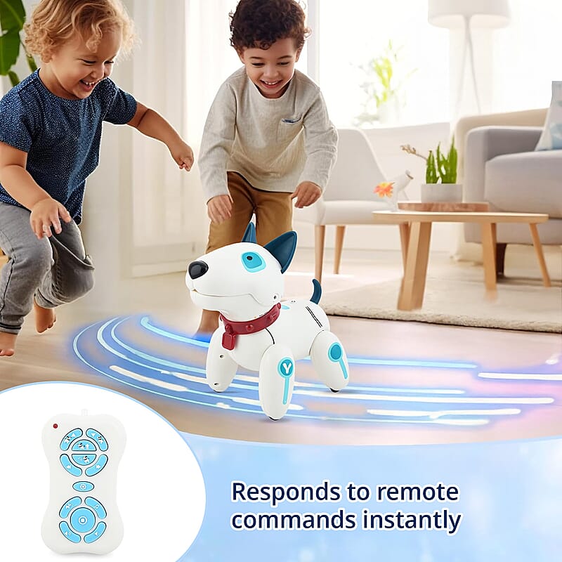 Closeout White and Blue Dog Robot