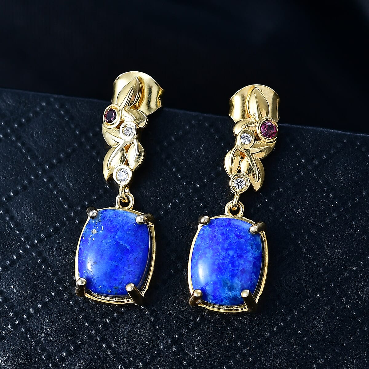 EverTrue Lapis Lagoon and Multi Gemstone 8.40 ctw Earrings in 18K YG Plated image number 1