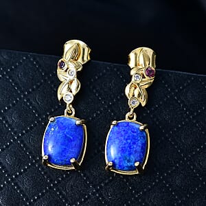 EverTrue Lapis Lagoon and Multi Gemstone 8.40 ctw Earrings in 18K YG Plated