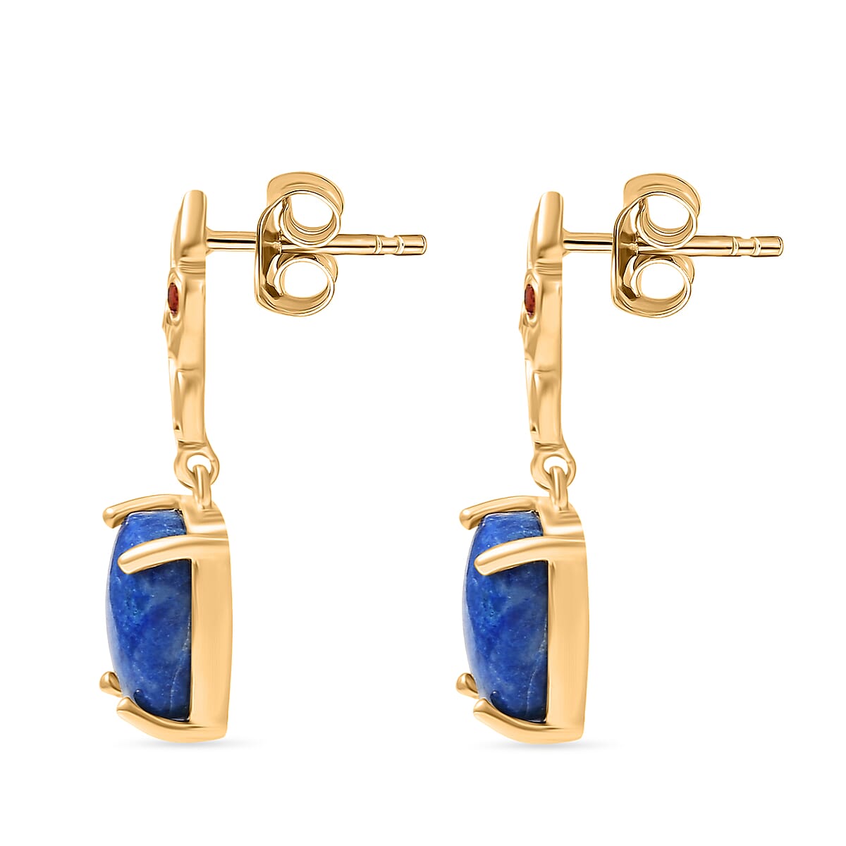 EverTrue Lapis Lagoon and Multi Gemstone 8.40 ctw Earrings in 18K YG Plated image number 3
