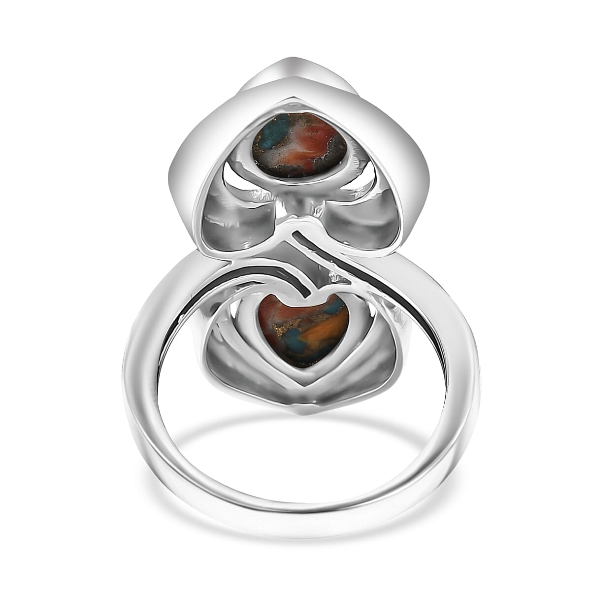 Doorbuster D'Joy Indian Artisan Crafted Spiny Oyster 4.80 ctw Ring in Black Oxidised Sterling Silver (Size 7.0) image number 4