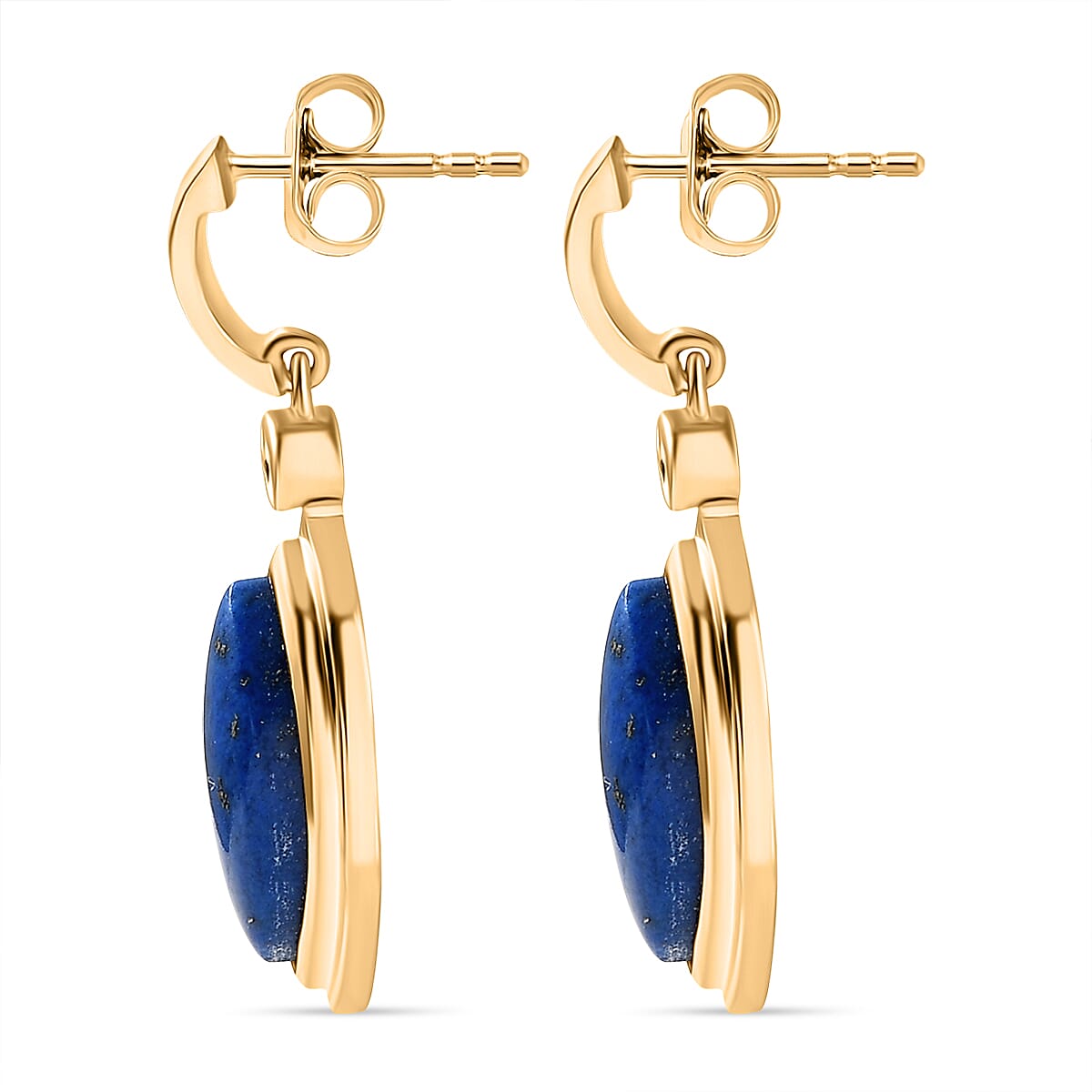 EverTrue Lapis Lagoon and White Zircon 8.40 ctw Earrings in 18K YG Plated and ION Plated YG Stainless Steel image number 3