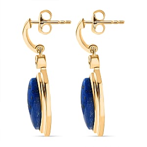 EverTrue Lapis Lagoon and White Zircon 8.40 ctw Earrings in 18K YG Plated and ION Plated YG Stainless Steel