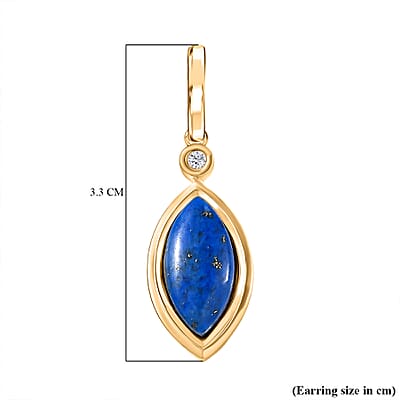 EverTrue Lapis Lagoon and White Zircon 8.40 ctw Earrings in 18K YG Plated and ION Plated YG Stainless Steel