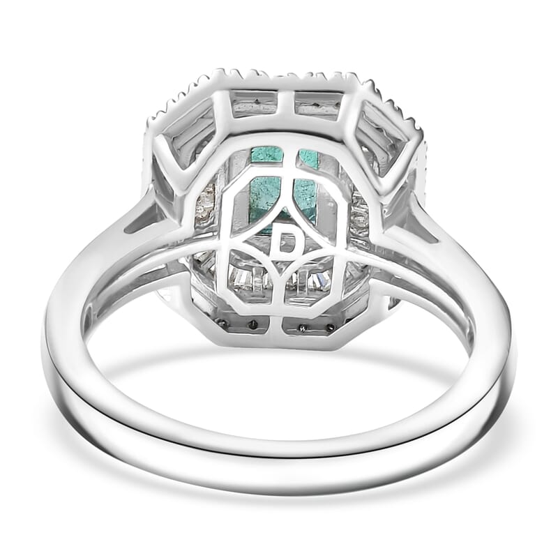 D'Joy Kagem Zambian Emerald, Diamond Ring in Rhodium Over Sterling Silver 1.35 ctw (Size 10.0)