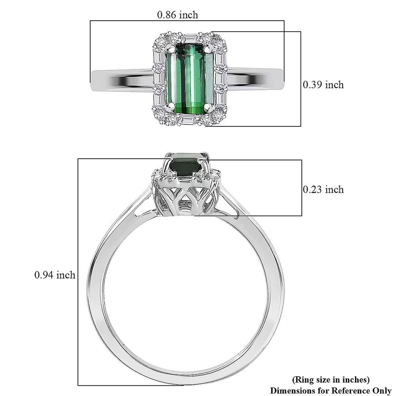 Certified and Appraised Luxoro AAA Pirineu Lagoon Tourmaline, Diamond Ring in 10K White Gold 1.48 ctw (Size 10.0)