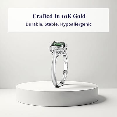 Certified and Appraised Luxoro AAA Pirineu Lagoon Tourmaline, Diamond Ring in 10K White Gold 1.48 ctw (Size 11.0)