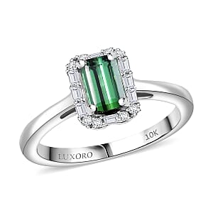 Doorbuster Certified & Appraised Luxoro AAA Pirineu Lagoon Tourmaline and G-H I2 Diamond 1.48 ctw Ring in 10K White Gold (Size 7.0)