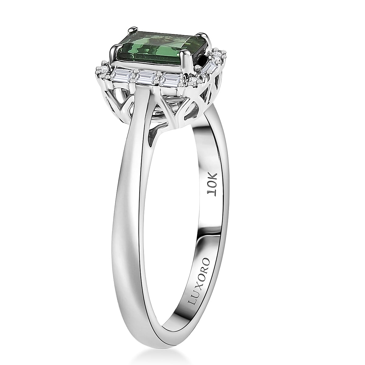 Doorbuster Certified & Appraised Luxoro AAA Pirineu Lagoon Tourmaline and G-H I2 Diamond 1.48 ctw Ring in 10K White Gold (Size 7.0) image number 3