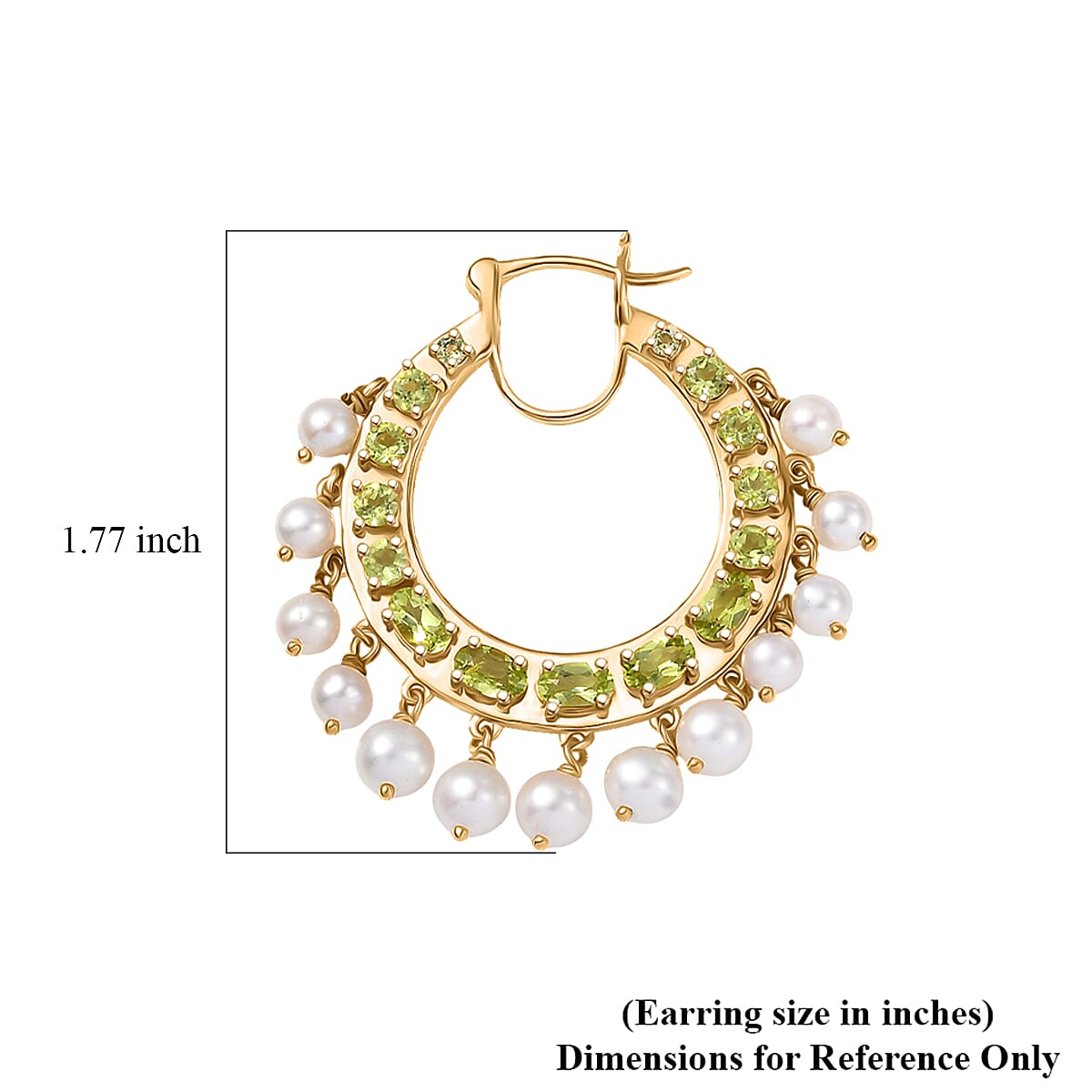 D'Joy Premium Hebei Peridot and Fresh Water Pearl 4.90 ctw Earrings in 18K Vermeil Yellow Gold Over Sterling Silver image number 4