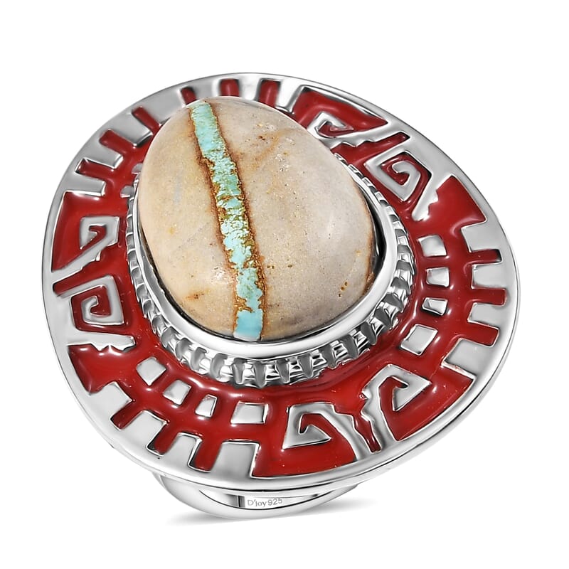 D'Joy Rachel Roy Loving Care Royston Ribbon Turquoise Ring in Rhodium Over Sterling Silver 14.30 ctw (Size 10.0)