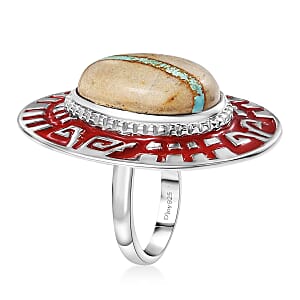 D'Joy  Royston Ribbon Turquoise Ring in Rhodium Over Sterling Silver 14.30 ctw (Size 10.0)
