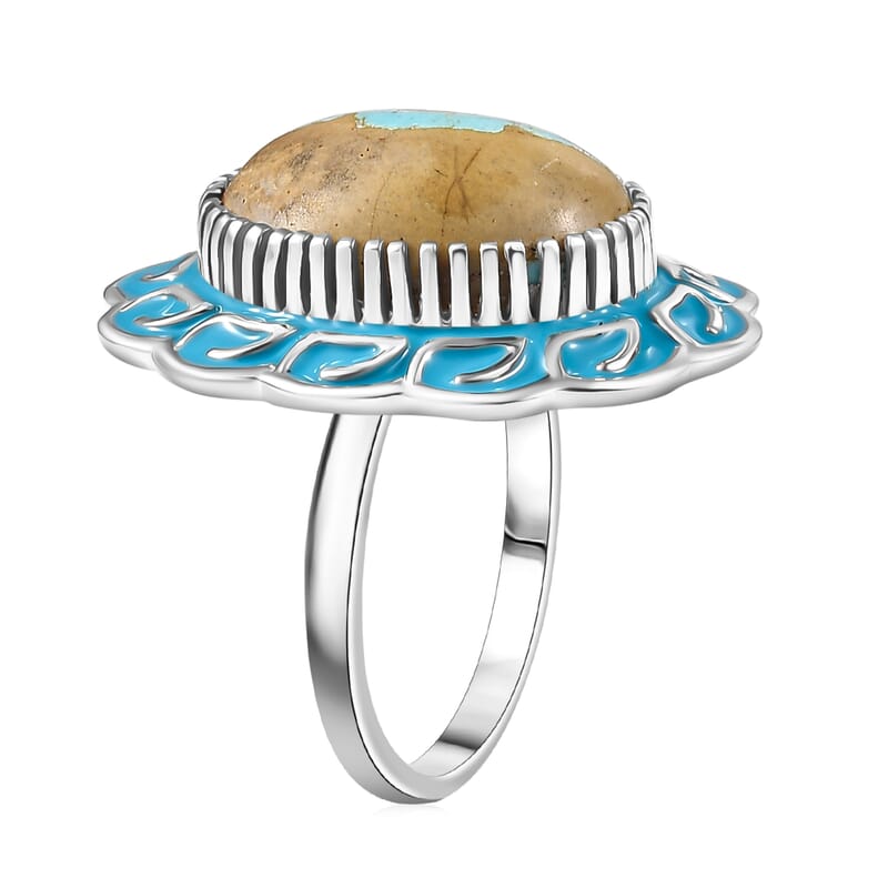 D'Joy Rachel Roy Loving Care Royston Ribbon Turquoise Ring in Rhodium Over Sterling Silver 11.90 ctw (Size 10.0)