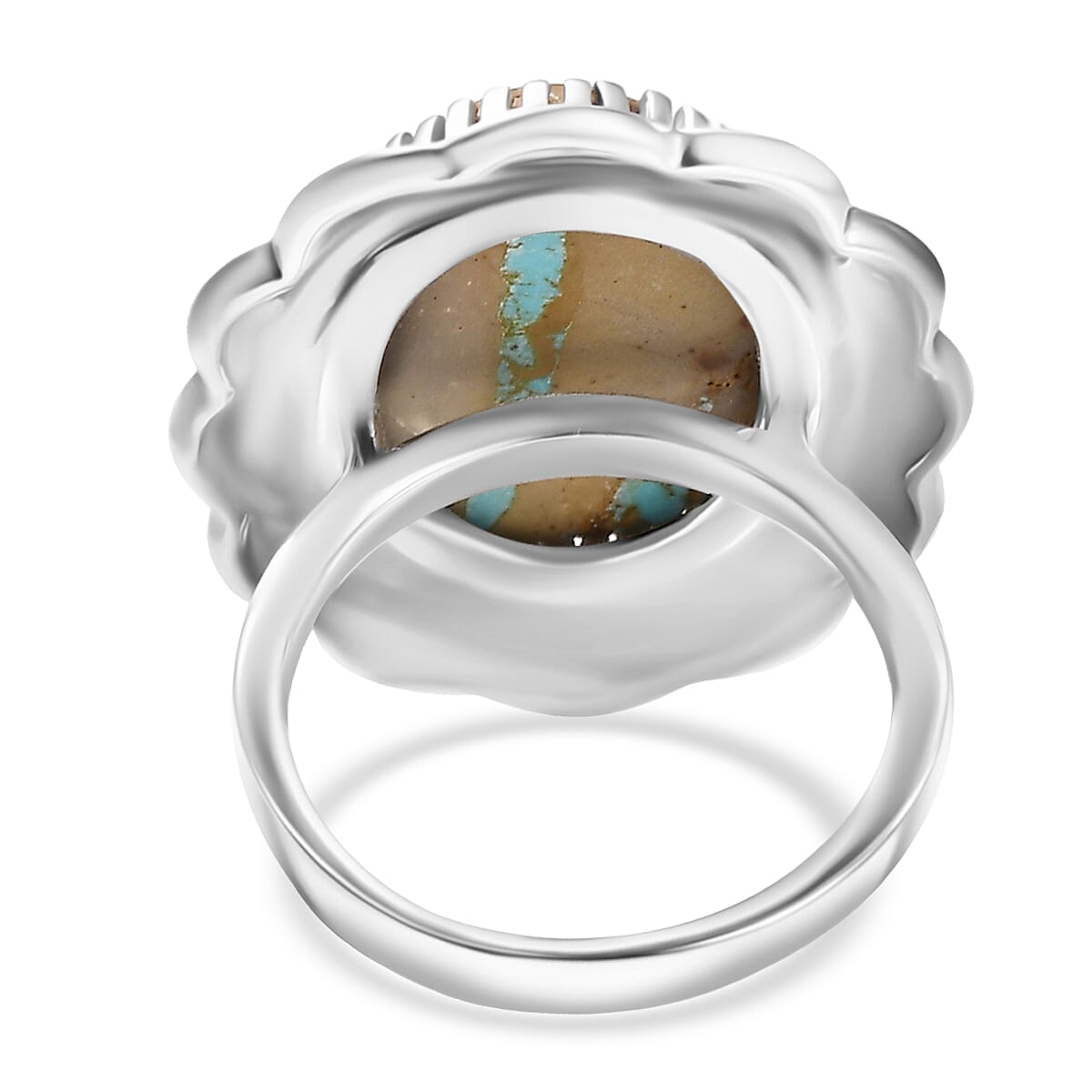 D'Joy Premium Royston Ribbon Turquoise 11.90 ctw Ring in Rhodium Over Sterling Silver (Size 7.0) image number 4