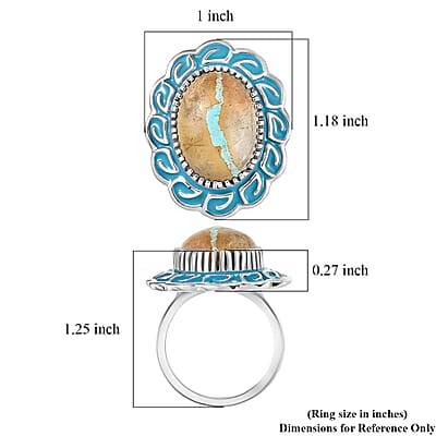 D'Joy Rachel Roy Loving Care Royston Ribbon Turquoise Ring in Rhodium Over Sterling Silver 11.90 ctw (Size 8.0)
