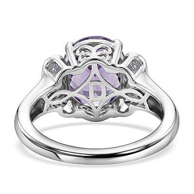 D'Joy Purple Amethyst and White Zircon 3.50 ctw Ring in Platinum Over Sterling Silver (Size 9.0)