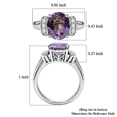 D'Joy Purple Amethyst and White Zircon 3.50 ctw Ring in Platinum Over Sterling Silver (Size 9.0)