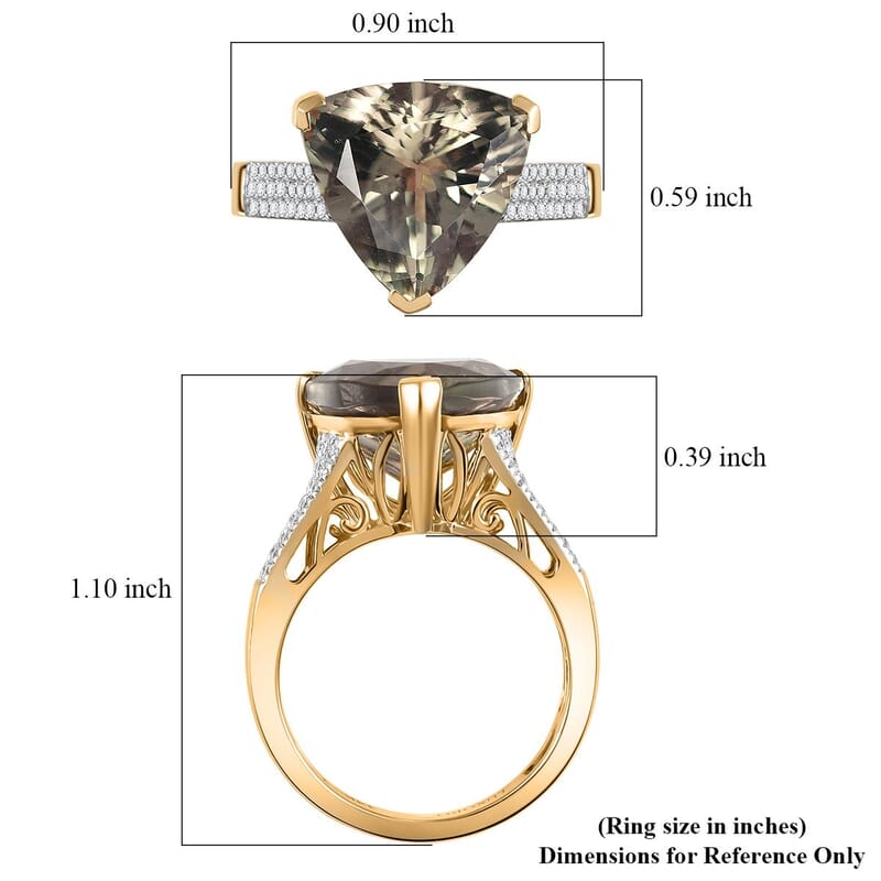 Luxoro AAA Turkizite and G-H I2 Diamond 9.10 ctw Twilight Empress Ring in 14K Yellow Gold (Size 7.0)