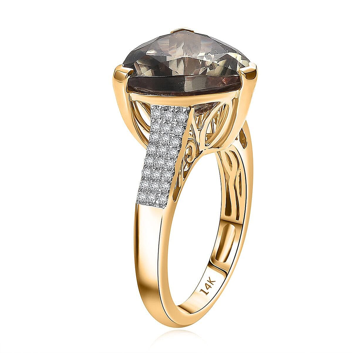 Collector's Edition Luxoro 14K Yellow Gold AAA Turkizite, Diamond (G-H, I2) (0.24 cts) Twilight Empress Ring (Size 7.5) 9.10 ctw image number 2