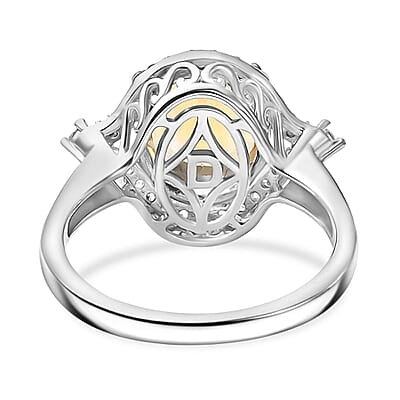 D'Joy Brazilian Citrine, White Zircon Ring in Platinum Over Sterling Silver 3.75 ctw (Size 10.0)