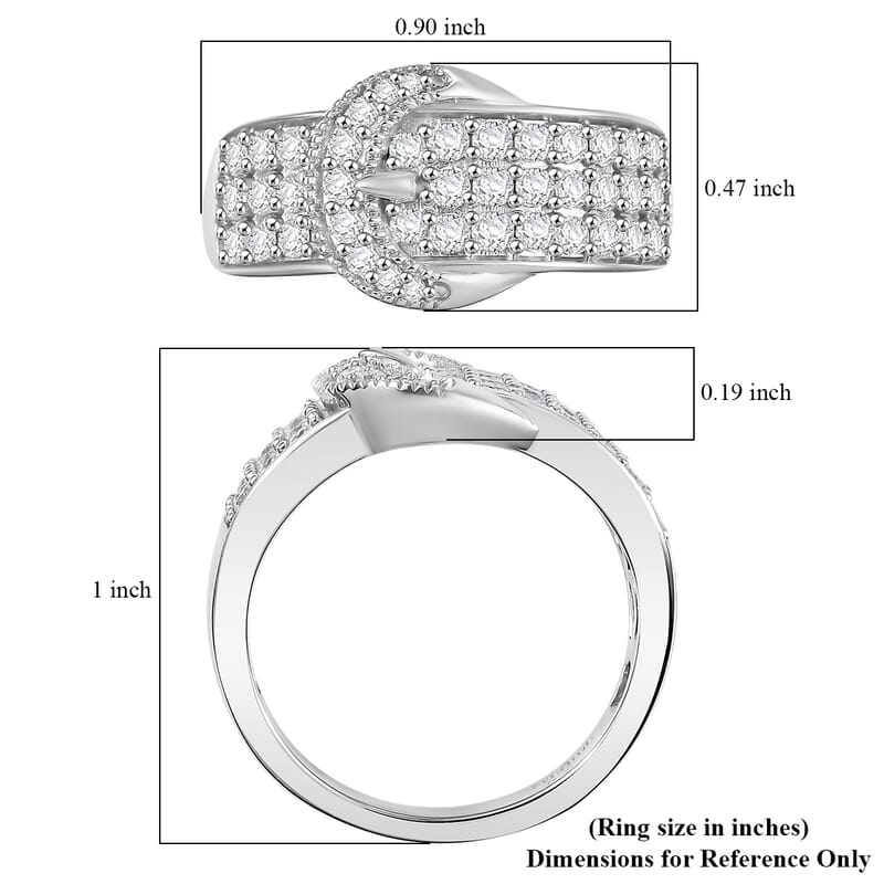 EverTrue Moissanite Buckle Ring in Platinum Bond 0.75 ctw (Size 10.0)