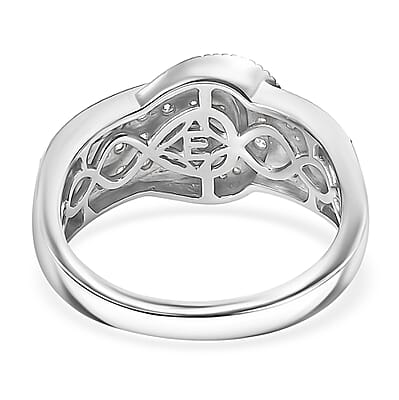 EverTrue Moissanite Buckle Ring in Platinum Bond 0.75 ctw (Size 5.0)