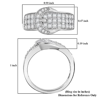 EverTrue Moissanite Buckle Ring in Platinum Bond 0.75 ctw (Size 5.0)