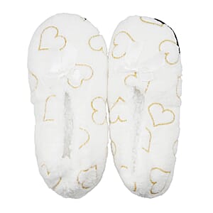 Mossimo White Heart Slippers with Grippers - S/M