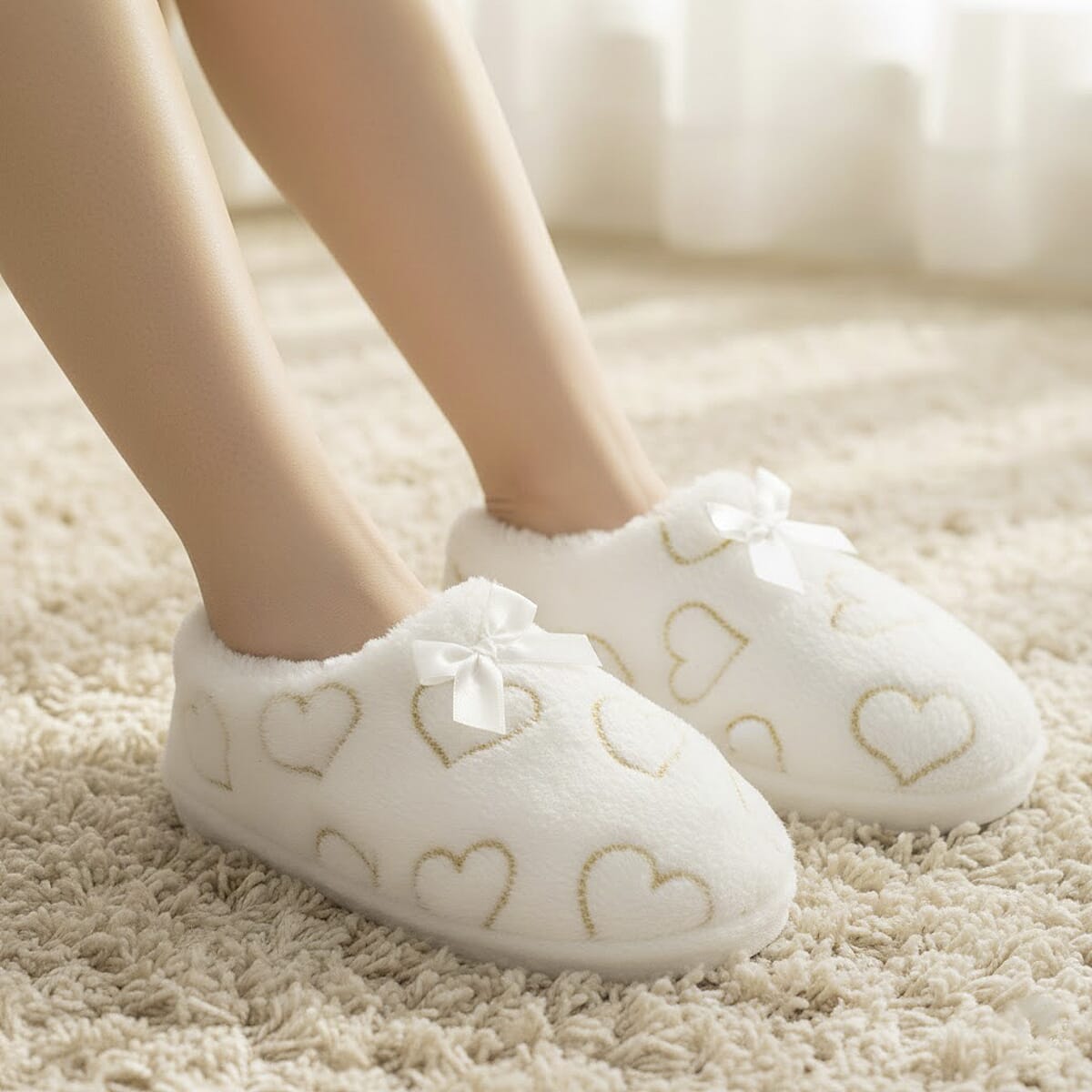 Mossimo White Heart Slippers with Grippers - S/M image number 2