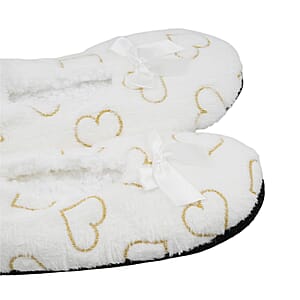 Mossimo White Heart Slippers with Grippers - S/M