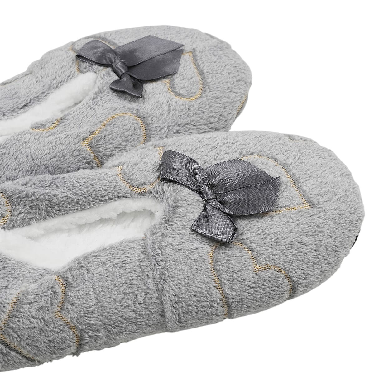 Mossimo Grey Heart Slippers with Grippers - M/L image number 3