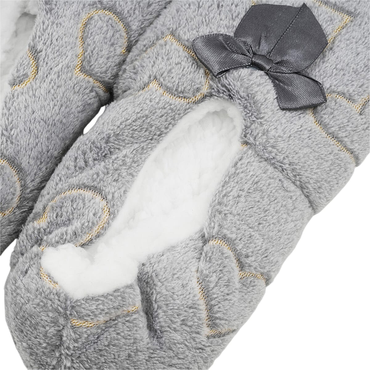 Mossimo Grey Heart Slippers with Grippers - M/L image number 4