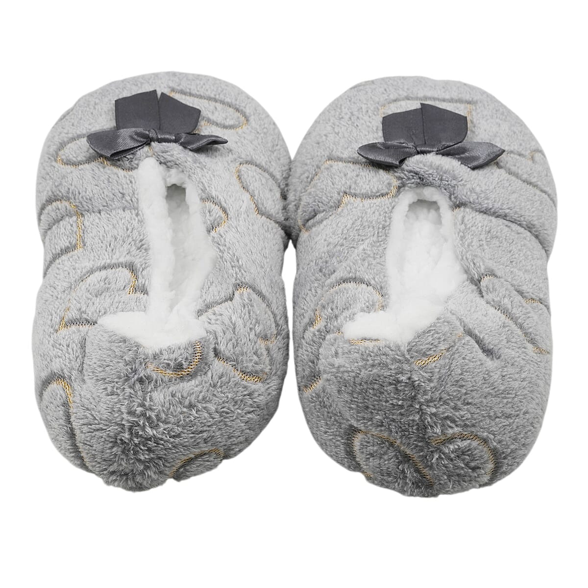 Mossimo Grey Heart Slippers with Grippers - M/L image number 5