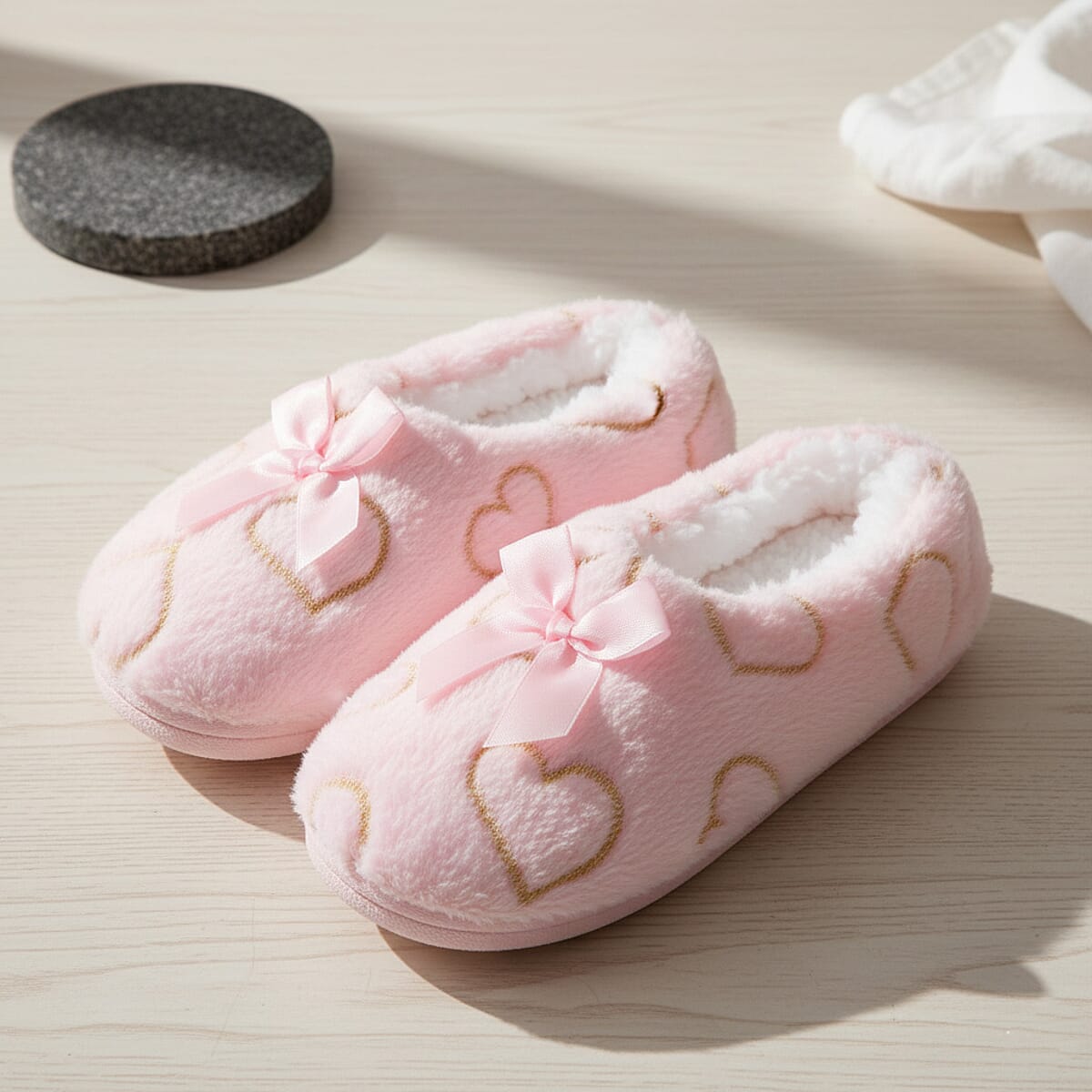 Mossimo Pink Heart Slippers with Grippers - S/M image number 1