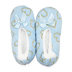 Mossimo Blue Heart Slippers with Grippers - S/M