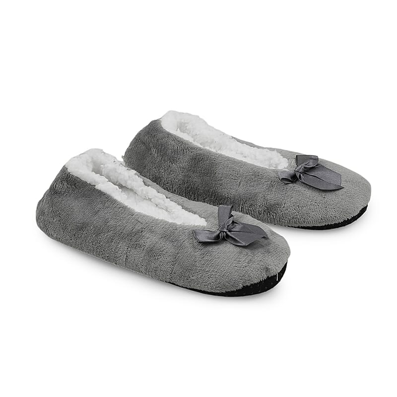 Mossimo Light Grey Bow Slippers With Grippers - S/M
